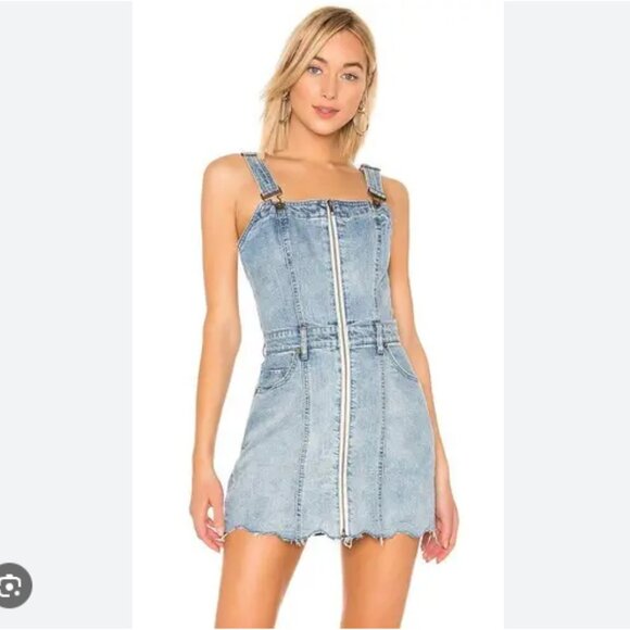 Pistola Nina Denim Mini Dress Full Zip Front Streetwear Y2K Girly Sz Large - Picture 2 of 6